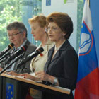 Photo of the Health Commisioner Androulla Vassilliou during the conference